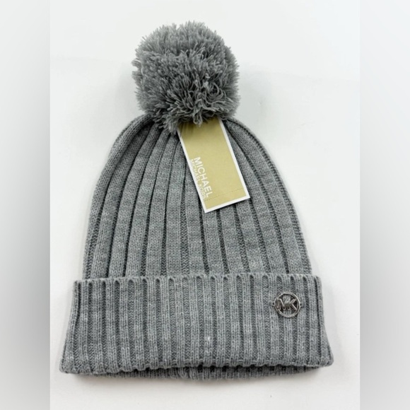 Michael Kors Accessories - Michael Kors Heather Gray Pom-Pom Beanie